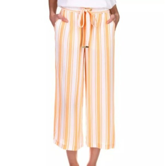 NEW MICHAEL Michael Kors Striped Drawstring-Waist Pants - Picture 1 of 4
